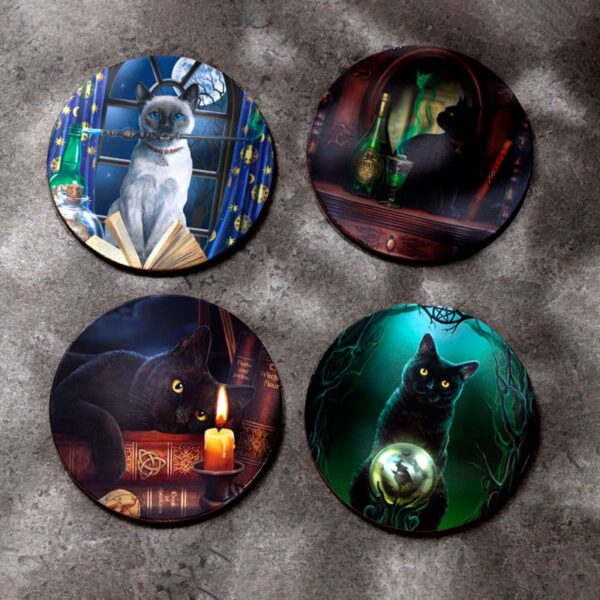 Lisa Parker - Magische Kat - Set 4 Onderzetters