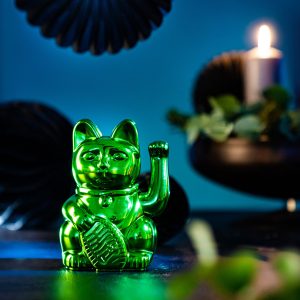 Maneki Neko Gelukskat - lucky kat glanzend groen - special edition