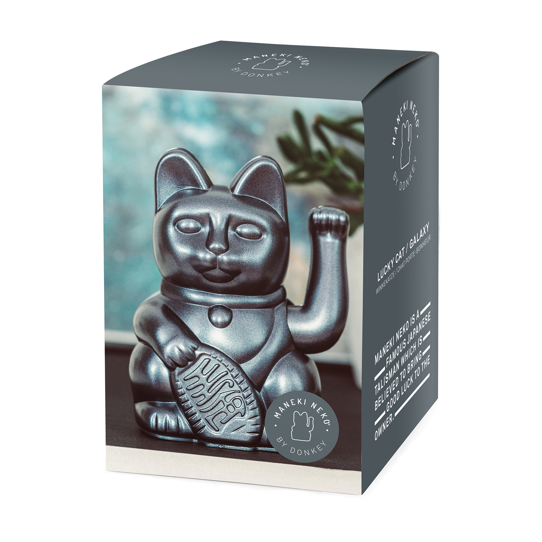 Maneki Neko Gelukskat - lucky kat mini Galaxy - metalic grijs - Afbeelding 3