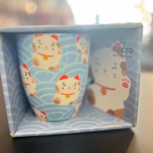 Kawaii Lucky Cat Mug W/Giftbox Blue/White Cat