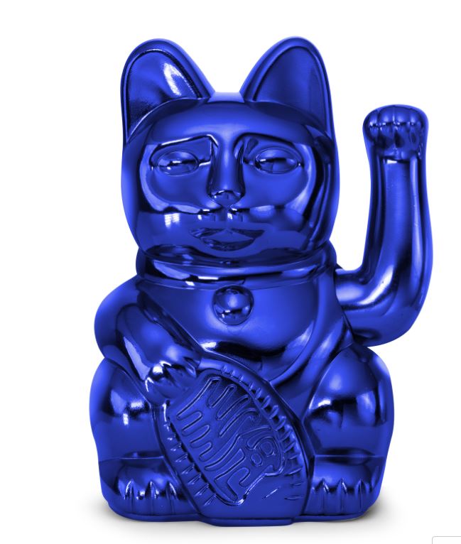 Maneki Neko Gelukskat - lucky kat cosmic - special edition Earth - shiny blue - Afbeelding 2