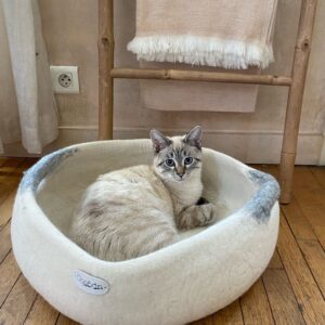 Cocoon54 - Cat Basket - Ecru mand met grijze handvatten