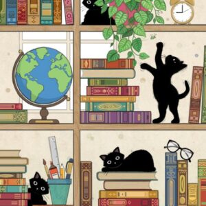 Bug Art  - Bookcase Kitties H040