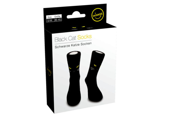Winkee Cute Black Cat socks - Afbeelding 2