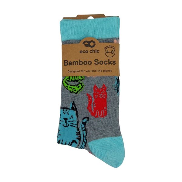 ECO CHIC - Bamboo Sock - Grey Cats - Afbeelding 2