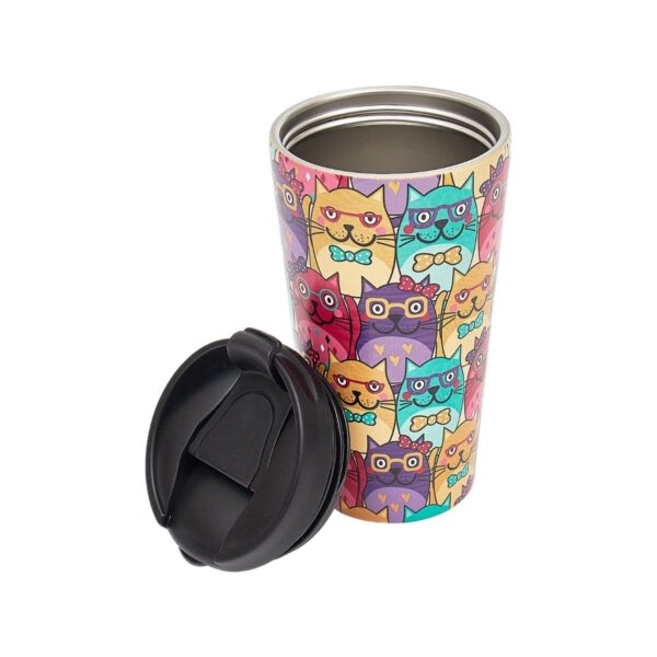 Eco Chic - The Travel Mug (thermosbeker) - N27 - Multiple Glasses Cat - Afbeelding 3