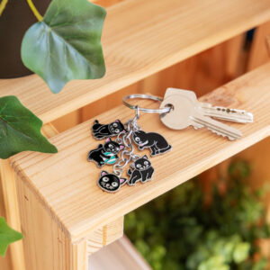 Pylones CHARMS - sleutelhanger met 5 zwarte katjes