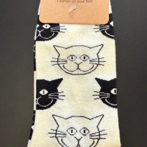 Sokken wit met zwarte katten