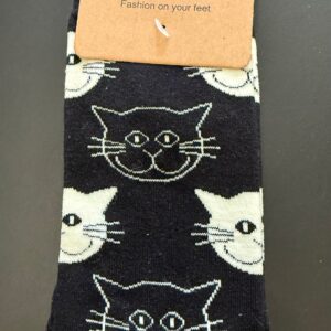 Sokken zwart met witte katten