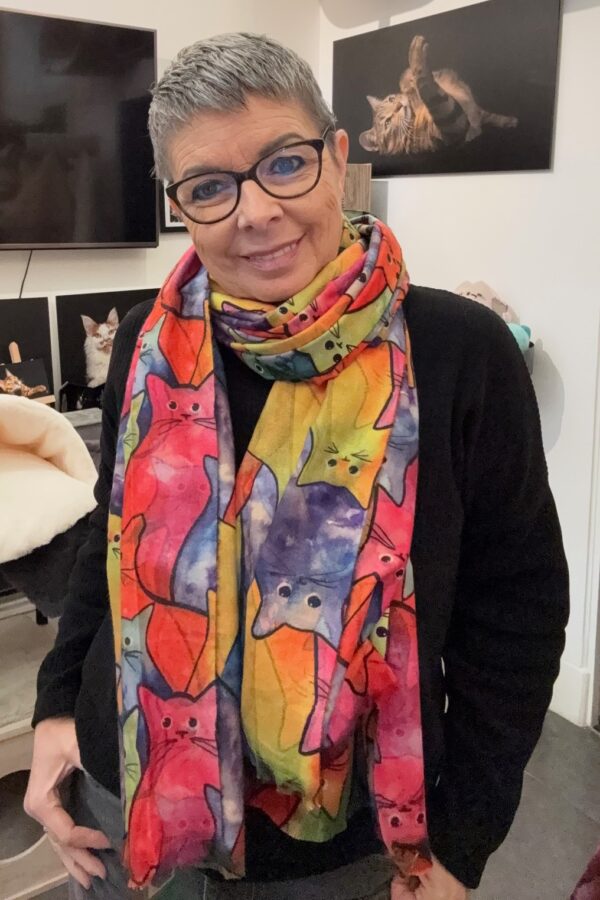Zachte lichte wintersjaal felle kleuren van de regenboog
