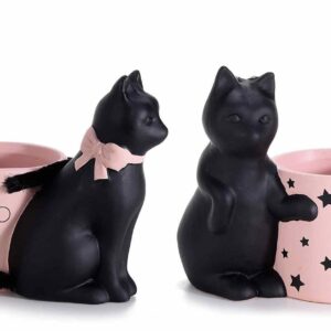 Keramische roze vaas met kat en nepbontstaart