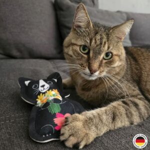 4cats Lucy Collection zwart kattenfiguur gevuld met valeriaan of kattenkruid