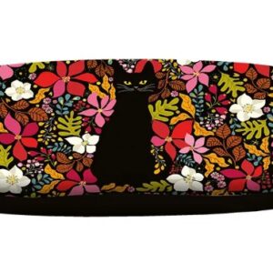 Brillenhoes Zwarte kat met bloemen