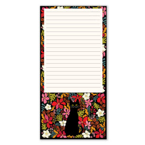 Magnetisch blocnote Zwarte kat met bloemen