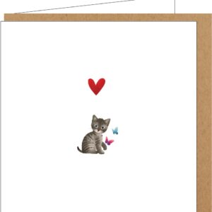 Kaartje YP107 - grijs katje met vlinders